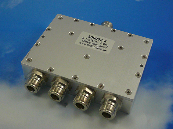 4-Way Power Divider, Combiner 0,7-2,7GHz
IP 67, 40W, N female  50ohm