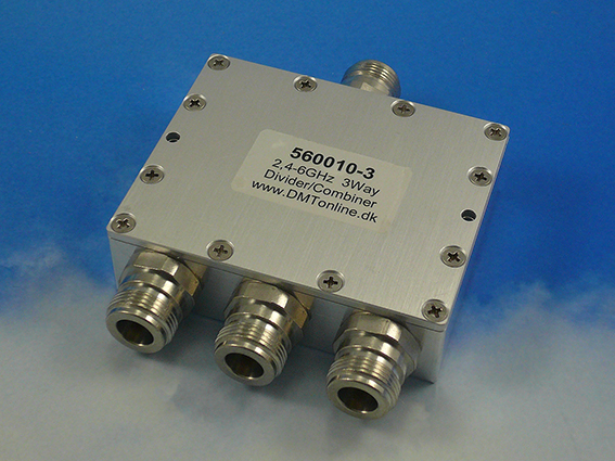 3-Way Power Divider, Combiner 2,4-6GHz
30Watt, N female, IP67  50ohm