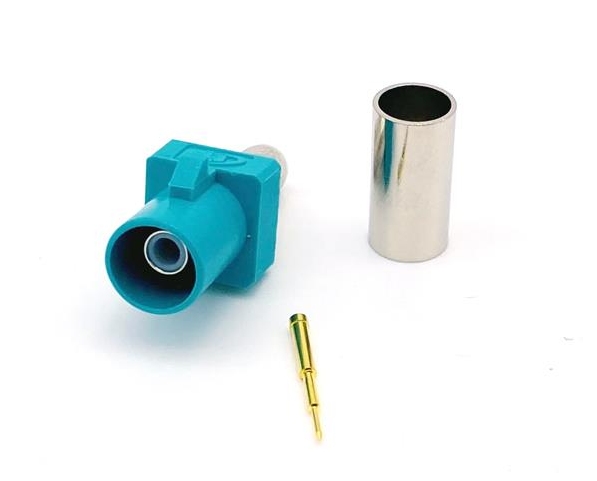 Fakra male Z-code Crimp RG58, LMR195
JACK - Water blue ( Z ) RAL 5021
Universal housing