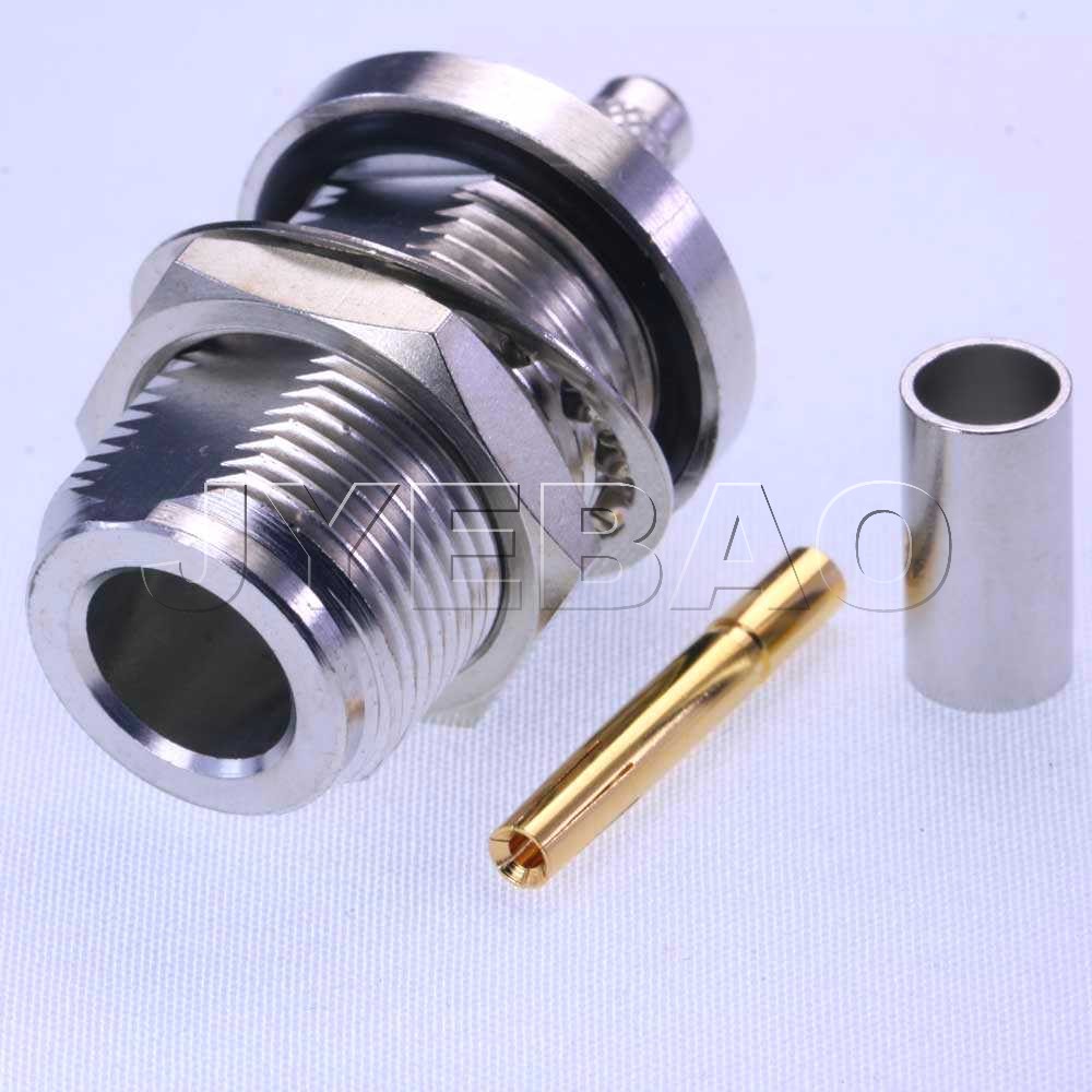 N Female crimp Bulkhead for LMR200 Jyeba
6GHz VSWR1.2  IP67
Jyebao N8105P-L200