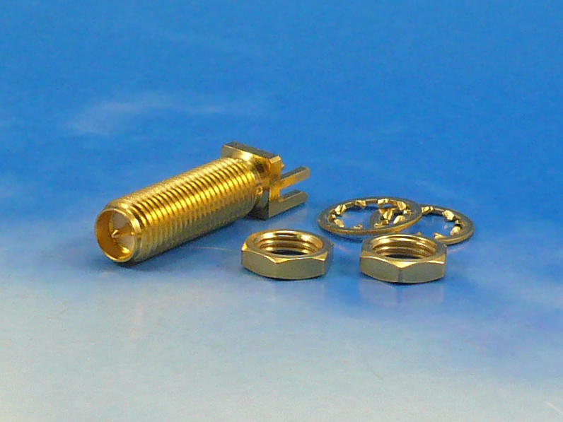 RPSMA female PCB kant monteret 1,22mm
Bulkhead with 2 nuts
Jyebao SMA9403B-0000