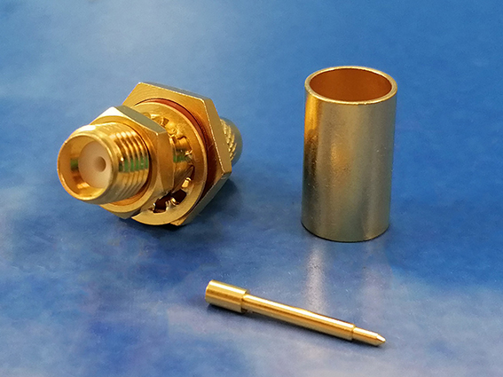 RPSMA female crimp Bulkhead for LMR240
long thread - gold plated body
Jyebao SMA9105LL-L240
