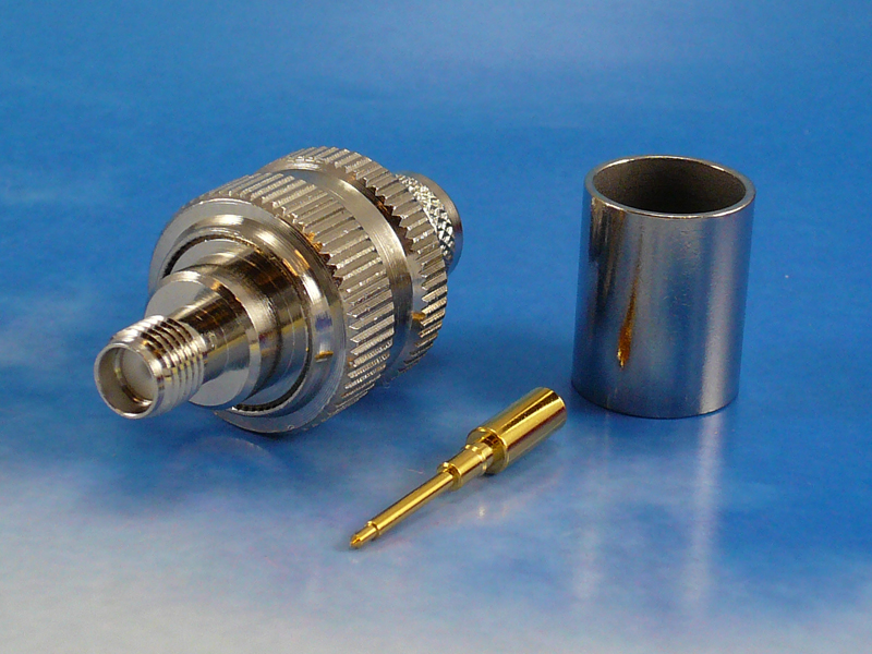 RPSMA female crimp for LMR400/Ecoflex10
LMR400, FF400: Crimp/Solder
Ecoflex 10: Crimp/Crimp