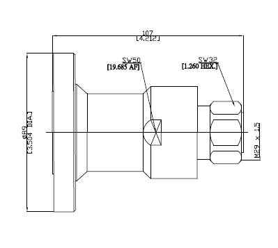 EIA 1 5/8  /  7/16 male adaptor 3GHz
incl. couplings adaptor, bolts,  O-ring