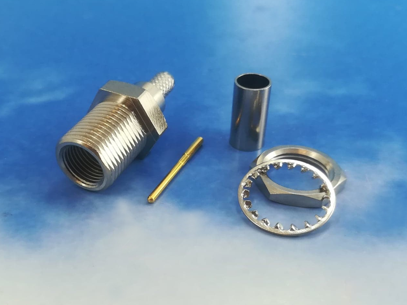 FME male crimp Bulkhead for RG58