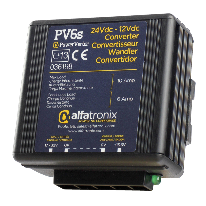 24Vdc-12Vdc 6/10Amp Converter
Alfatronix switchmode converter