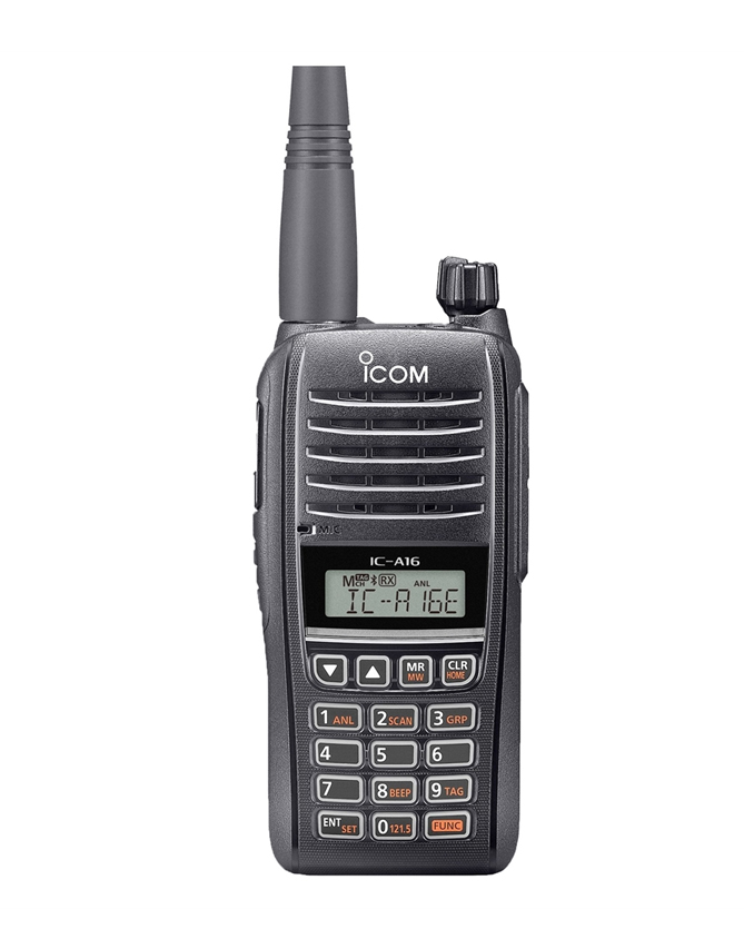 IC-A16E VHF Airband, 6W PEP
Incl. charger BC-213 - UDEN Bluetooth