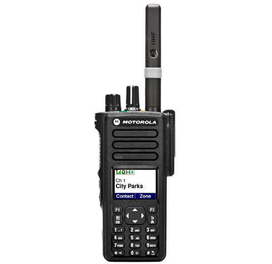 DP4801eVHF Motorola Digital Handheld
Radio incl. battery, antenna, belt clip
Charger not included