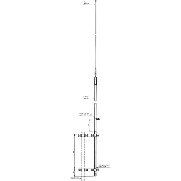 HF 5000  PROCOM ANTENNE Vertical
1.4-30MHz
Length  5m