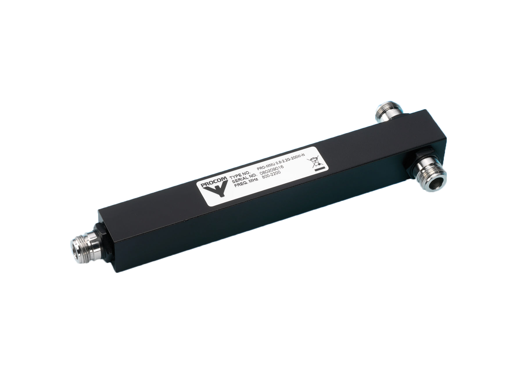 PRO-MMU 0.8-2.5G-200W-N
equal Power Splitter with broad-band
characteristic covering 0,8-2,7GHz