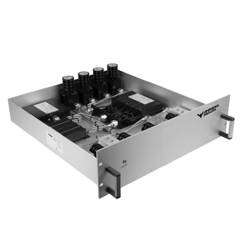 PRO-COM450-BHDAR-4 HL/2-9/13-2/6-SP-DI
Compact Combiners with dual isolators,
4-Ch.19" 3 HU Single Tray Combining syst