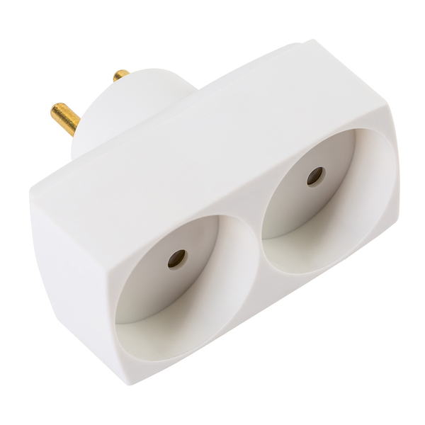 Dobbeltstik D2, 2 runde udtag, hvid